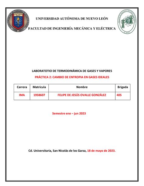 Practica Termo Pr Ctica Numero Dos Del Laboratorio Universidad
