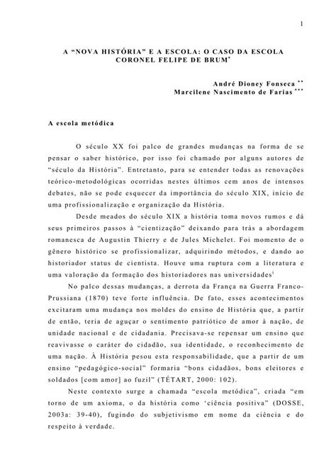 PDF A NOVA HIST RIA E A ESCOLA O CASO DA ESCOLA20 1 A NOVA