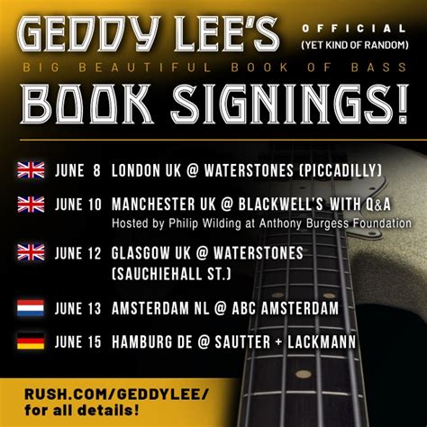 GEDDY LEE TO DO BOOK SIGNING TOUR • TotalRock