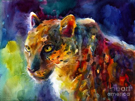 Vibrant Watercolor Leopard Wildlife Painting Painting By Svetlana Novikova