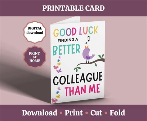 Good Luck New Job Printable Card, Good Luck Finding Better Colleague ...