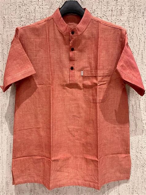 Dark Peach MVB Men Khadi Short Kurta At 450 Piece In Haridwar ID