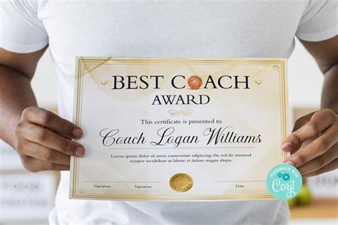 Downloadable Basketball Coach Certificate Template, Basketball Coach of ...