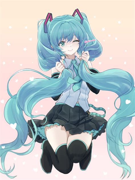 Safebooru 1girl Aqua Hair Artist Name Detached Sleeves Hatsune Miku