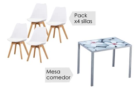 Conjunto Mesa Fija Flores 4 Sillas Fina Tus Cosas De Casa