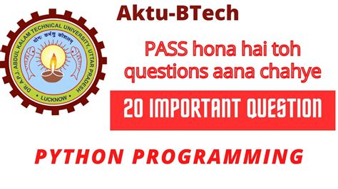 Python Programming Important Questions Aktu Youtube