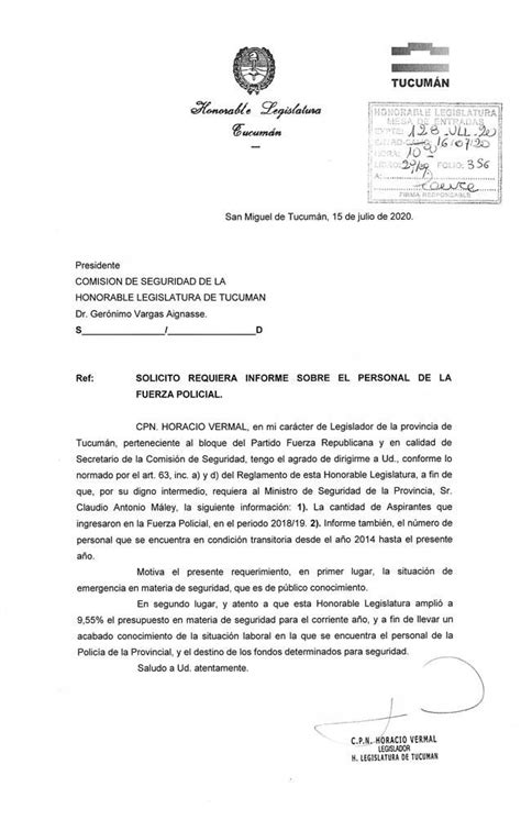 Modelo De Carta Para Solicitar Seguridad Policial Actualizado