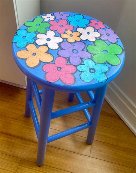 Custom Hand Painted Wooden Stool - Etsy