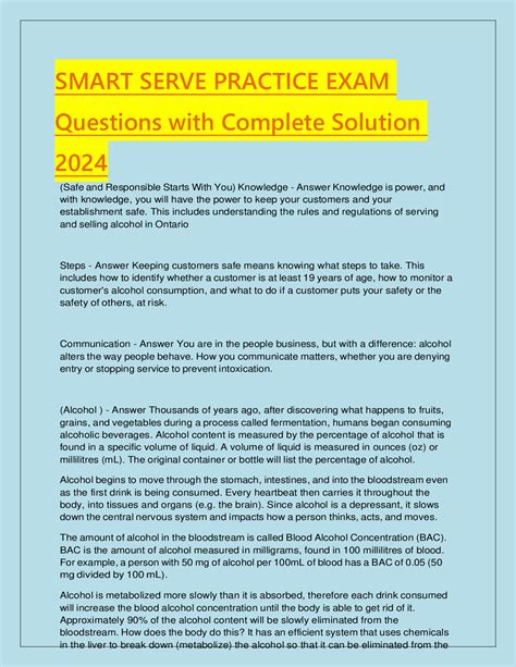 Smart Serve Practice Exam Questions With Complete Solution Docmerit