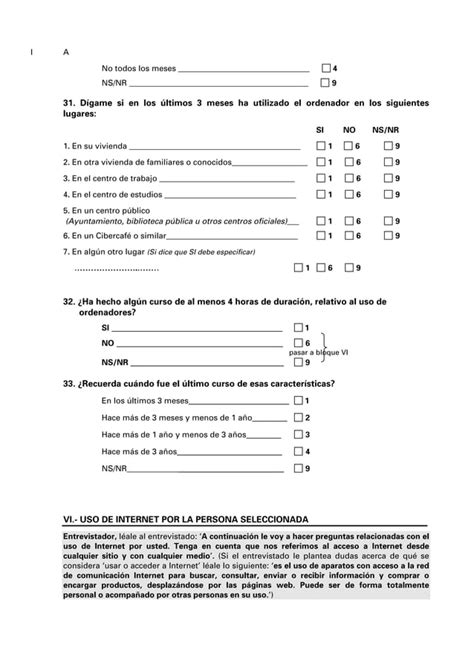 Modelo De Encuesta Del Ine Sobre Equipamiento Y Tic Pdf