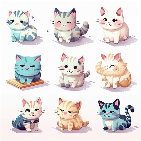 Premium Ai Image Cute And Funny Cats Doodle Vector Set Cartoon Cat Or