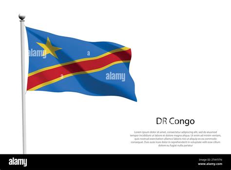 National Flag Dr Congo Isolated Waving On White Background Stock Vector