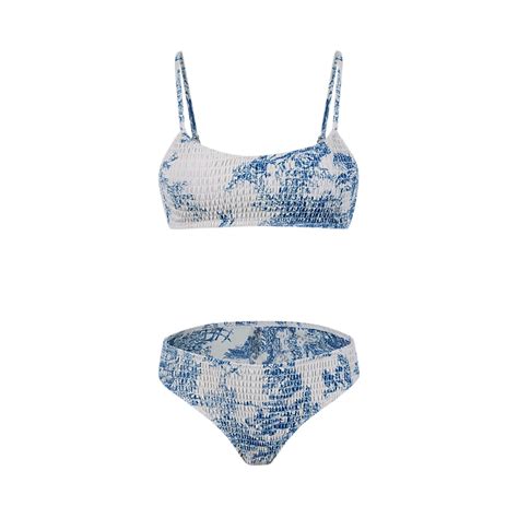 Royal Blue Womens Bikini Sets Matching Swimsuits Bikini Sets For Women Spaghetti Strap Print