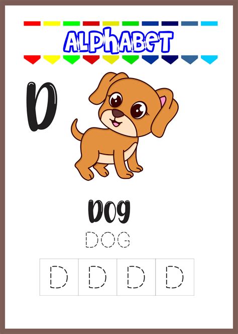 alphabet letter d for dog page, cute dog 9260563 Vector Art at Vecteezy