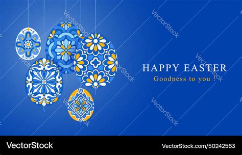 Easter banner template with painted eggs Vector Image