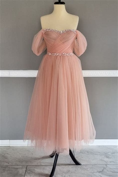 Blush Pink Tulle Midi Dress Engagement Dress Wedding Guest Dress Bridesmaid Dress Rehearsal