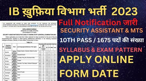 Ib Vacancy Ib Security Assistant Mts Recruitment Ib