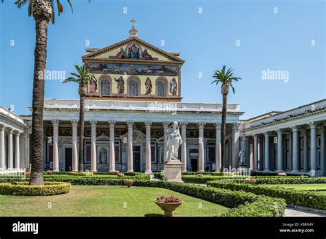 Outdoors View Of The Papal Basilica Of St Paul Outside The Wall Stock