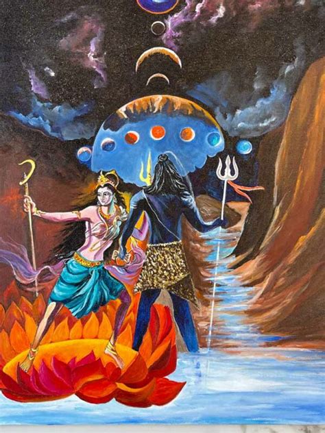 Shiv Parvati Acrylic Painting