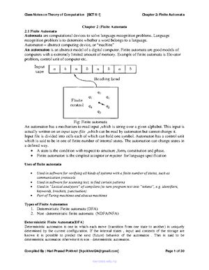 TOC Barsha Pokharel Note Theory Of Computation Studocu