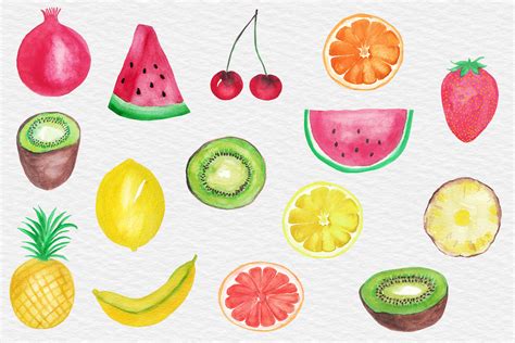 Watercolor Fruits Clipart Watercolor Fruit Ilustration 92922