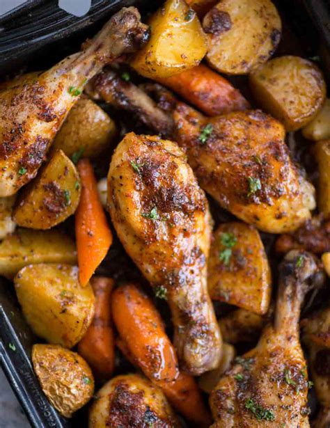 Baked Chicken Legs And Vegetables The Flavours Of Kitchen