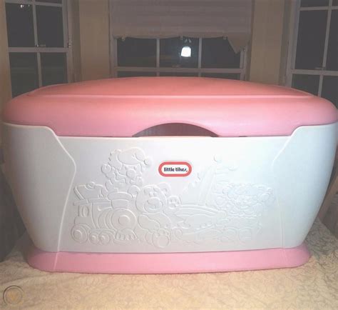 LITTLE TIKES GIANT TOY CHEST box white pink LARGE 2 Dividers Lift off ...