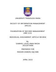 Imd Docx Universiti Teknologi Mara Faculty Of Information