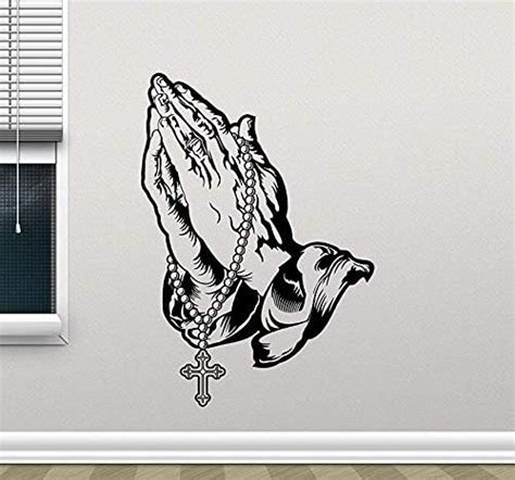 Amazon Fsds Wall Decal Hands Praying Cross Prayer Pray Christian