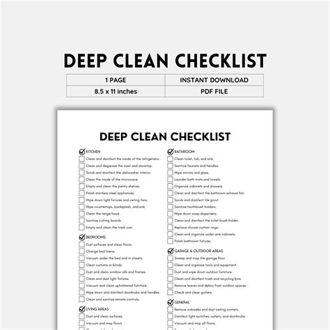 Deep Clean Checklist Printable: Your Ultimate Cleaning Companion - Etsy