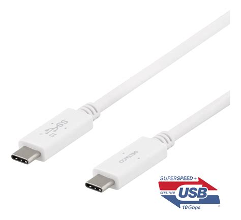 DELTACO USB C Kaapeli 1m USB 3 1 Gen 2 E Marker Valkoinen