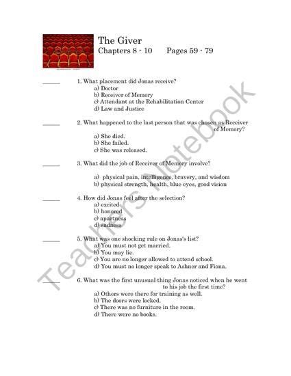 The Giver Quiz On Chapters 8 10 Essay Questions Essay Prompts