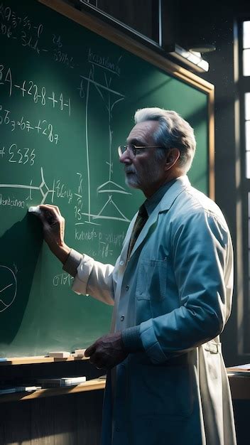 Premium Photo Senior Male Professor Standing Against Green Chalkboard