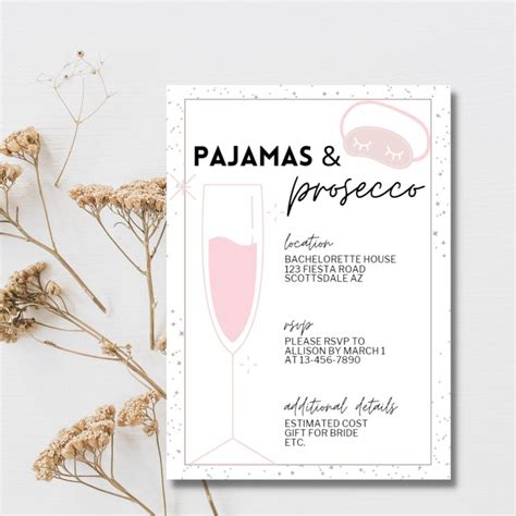 Pjs And Prosecco Themed Bachelorette Invitation Email Itinerary