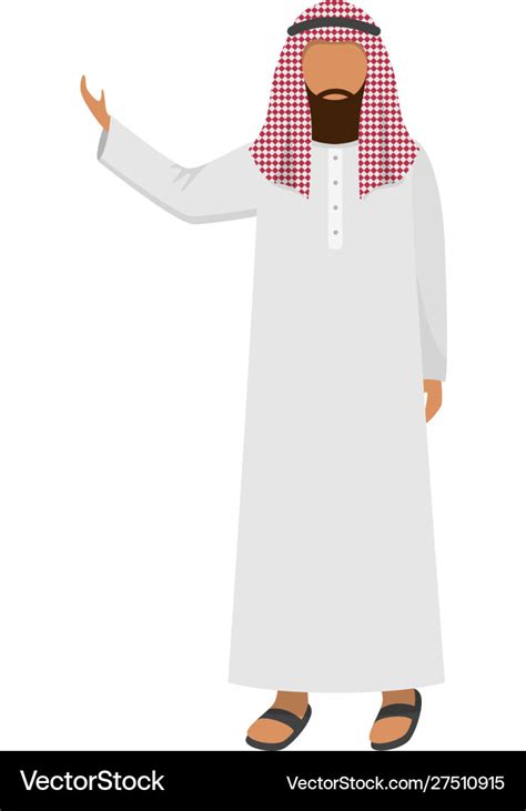 Arab Man Sheikh In Traditional Ethnic Wearing Vector Image