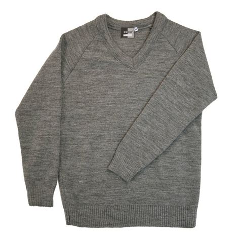 Senior Cotton Grey Knitted Jumper Crested School Wear