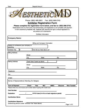 Fillable Online Exhibitor Registration Form Aestheticmd Fax Email