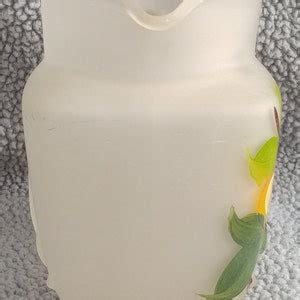 Vintage S Gay Fad Hazel Atlas Hand Painted Frosted Glass Juice Pitcher Matching Juice