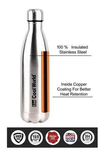 Liza Cool World Vacuum Insulated Stainless Steel Hot And Cold Water Bottle Liter Silver At