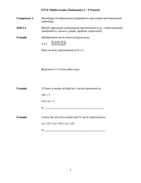 Ftce Math Competency Ftce Middle Grades Mathematics