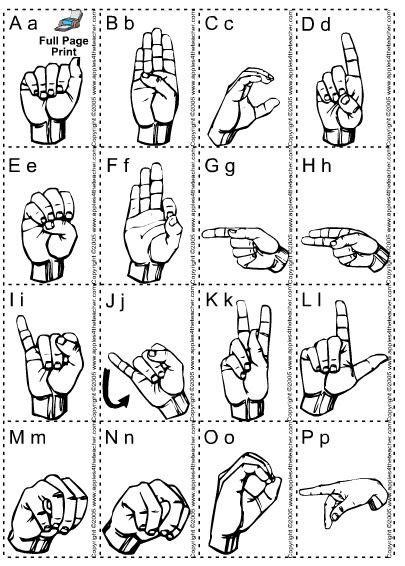 Sign Language Alphabet Printable Flash Cards