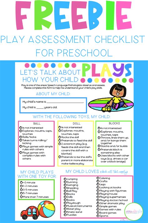 Free Play Assessment Checklist For Preschoolers Artofit