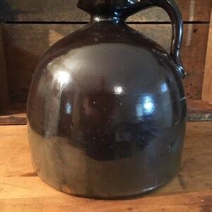 Antique Brown Stoneware Jug Whiskey Moonshine Jug Ceramic Jug