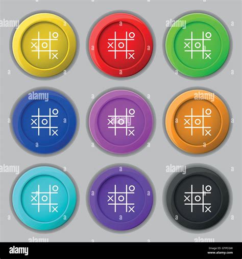 Jeu Tic Tac Toe Ic Ne Vecteur Signe Symbole Sur Neuf Boutons Color S