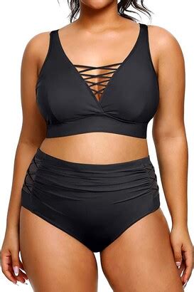 Yonique Womens Plus Size Bikini High Waisted Swimsuits Two Piece