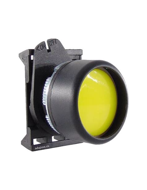 Bouton Poussoir Jaune Avec Verrouillage Contact Ouvert NA Complet