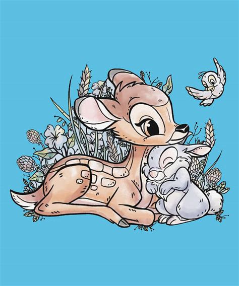 Thumper In Flower Bambi Movie Storyboard Painting Sketch Postcard