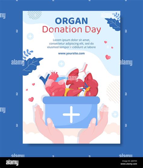 Organ Donation Day Social Media Poster Template Flat Cartoon Background