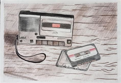 Buy old fashioned tape recorder Handmade Painting by DEEPTHI BALANTRAPU ...