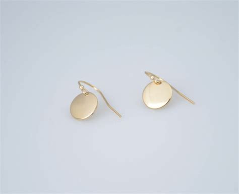 14K Solid Gold Earrings. 14K Solid Gold Tiny Disc Earrings. - Etsy